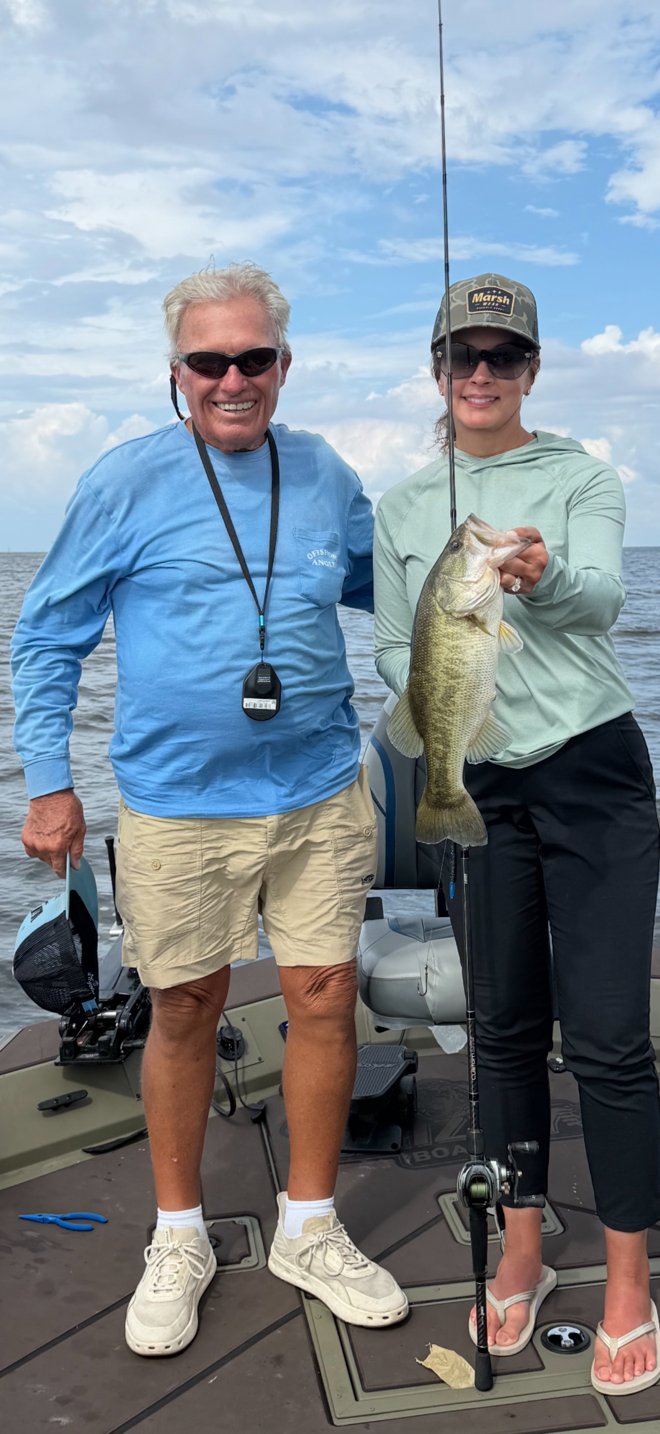 Kerri Brown sharing a successful day of bass fishing